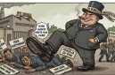 Karikatur Tuntut Pesangon. (Gemini/Rakyatmu)