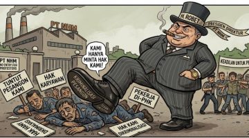 Karikatur Tuntut Pesangon. (Gemini/Rakyatmu)